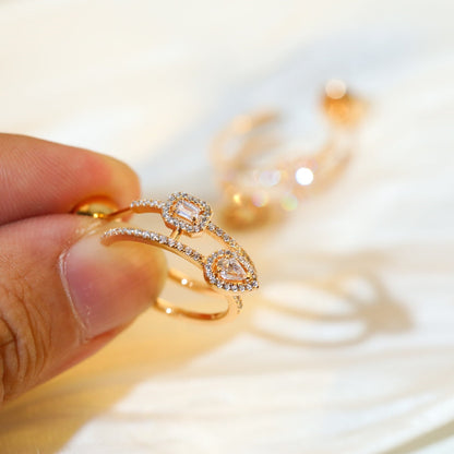 [⭐Veyra]CREOLES MY TWIN 2 RANGS SILVER DIAMOND EARRINGS