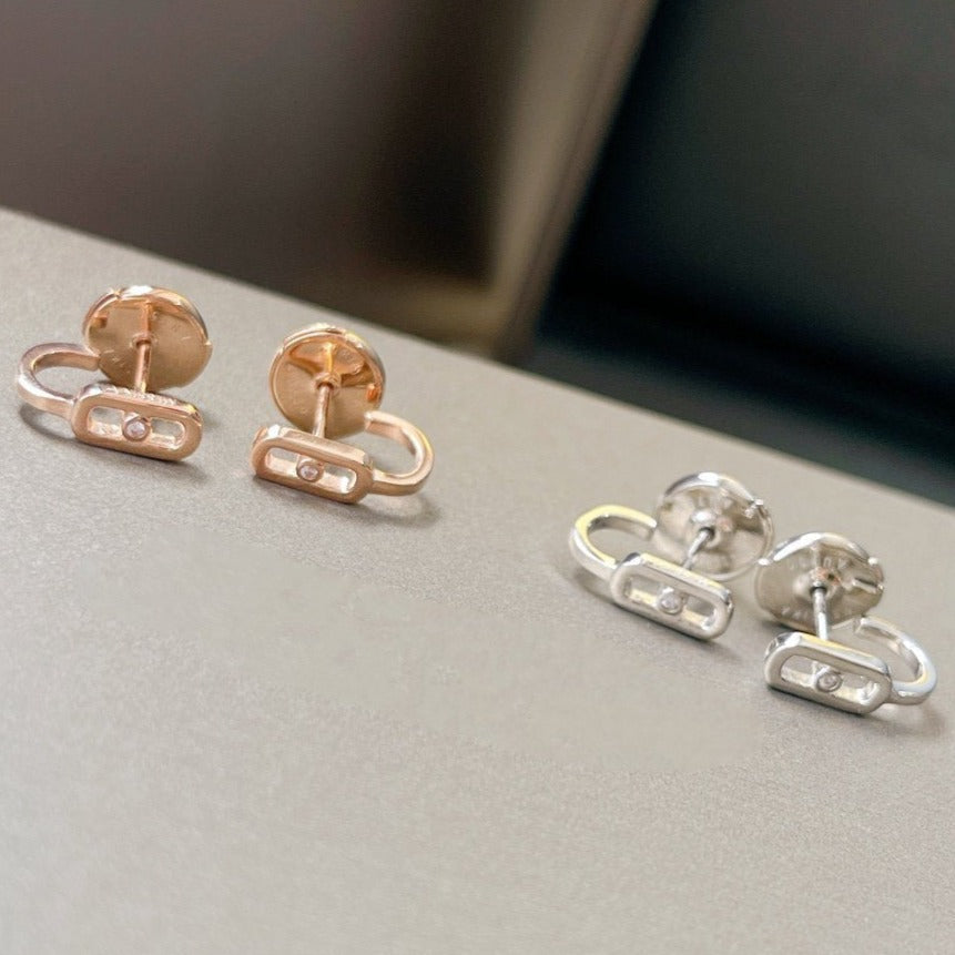 [⭐Veyra]CREOLES MOVE UNO MINI 1 DIAMOND EARRINGS