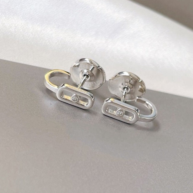 [⭐Veyra]CREOLES MOVE UNO MINI 1 DIAMOND EARRINGS
