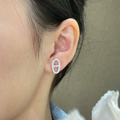 [⭐Veyra]HM FULL DIAMOND PIG NOSE STUD EARRINGS