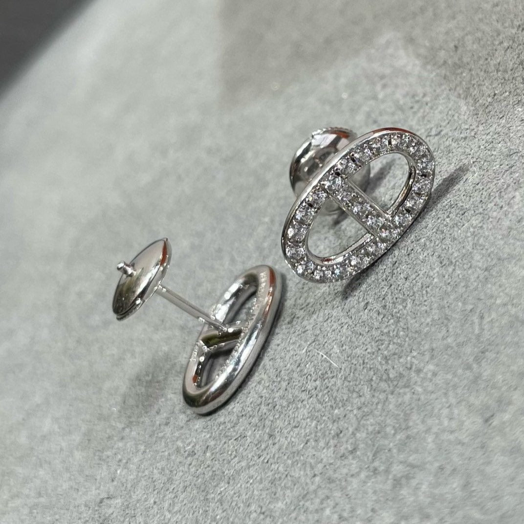 [⭐Veyra]HM FULL DIAMOND PIG NOSE STUD EARRINGS