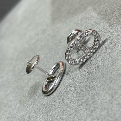 [⭐Veyra]HM FULL DIAMOND PIG NOSE STUD EARRINGS
