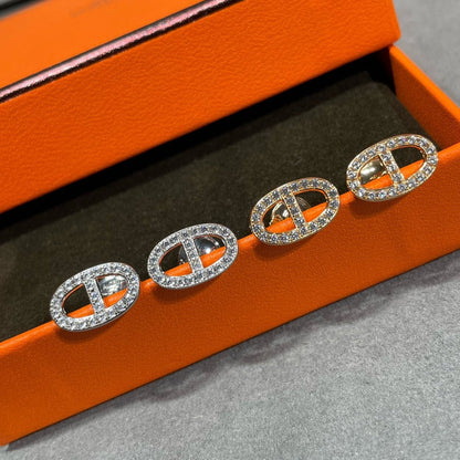 [⭐Veyra]HM FULL DIAMOND PIG NOSE STUD EARRINGS