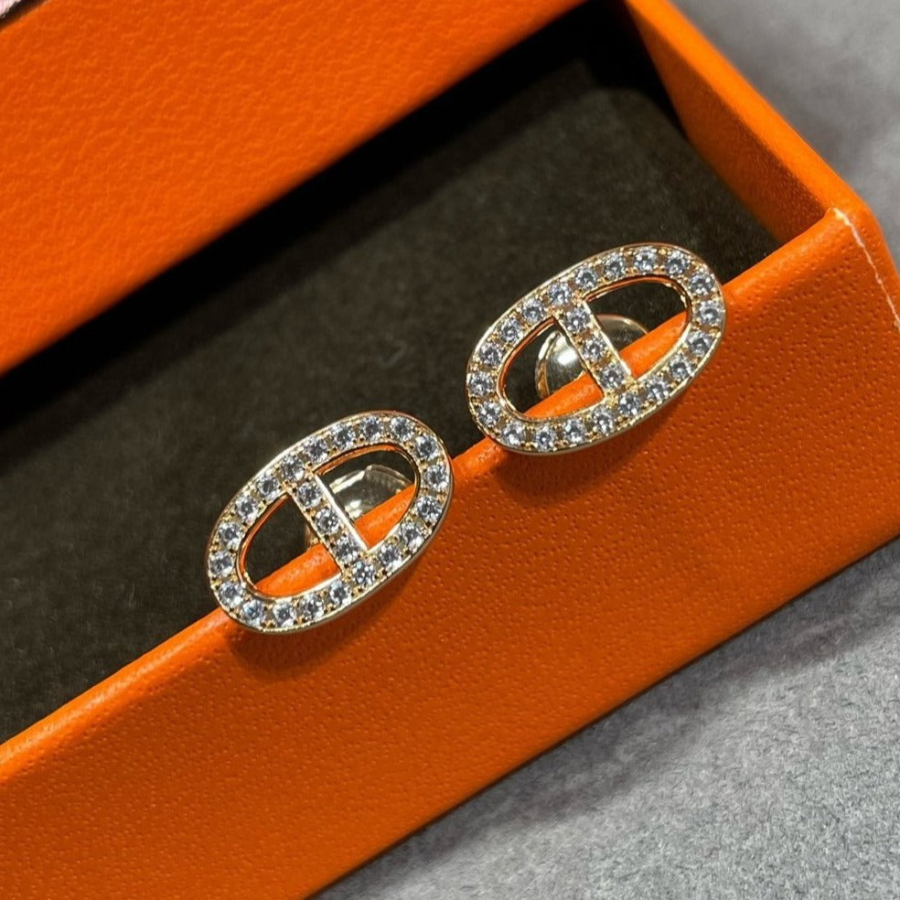 [⭐Veyra]HM FULL DIAMOND PIG NOSE STUD EARRINGS