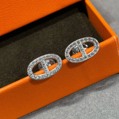 [⭐Veyra]HM FULL DIAMOND PIG NOSE STUD EARRINGS
