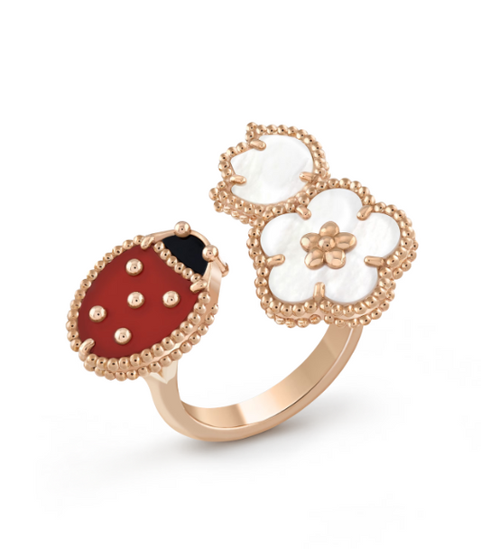 [⭐Veyra]LUCKY 3 MOTIF ROSE GOLD RING