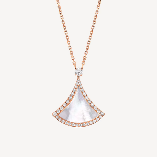 [⭐Veyra]DREAM MOP DIAMOND PAVED PINK GOLD NECKLACE