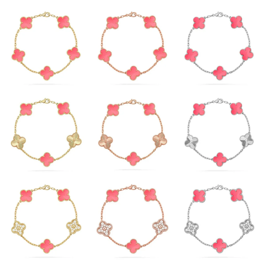[⭐Veyra] CLOVER 5 MOTIFS  PINK MOP BRACELET COLLECTION