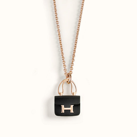 [⭐Veyra]CONSTANCE BLACK PEDANT PINK GOLD NECKLACE