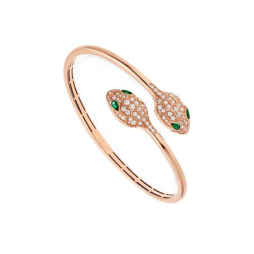 [⭐Veyra]SERPENTI BRACELET PINK GOLD MALACHITE DIAMOND DOUBLE SNAKE