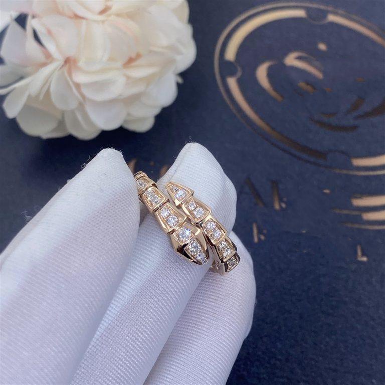 [⭐Veyra]SERPENTI RING PINK GOLD DIAMOND PAVED 4MM