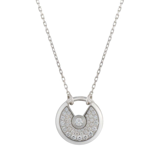[⭐Veyra]AMULETTE SILVER FULL DIAMOND NECKLACE