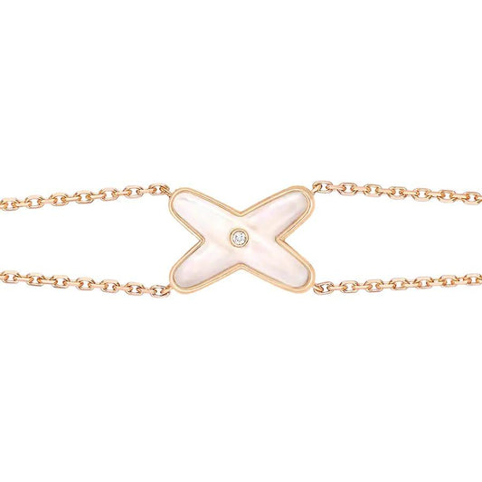 [⭐Veyra]JEUX BRACELET WHITE MOP PINK GOLD 1 DIAMOND