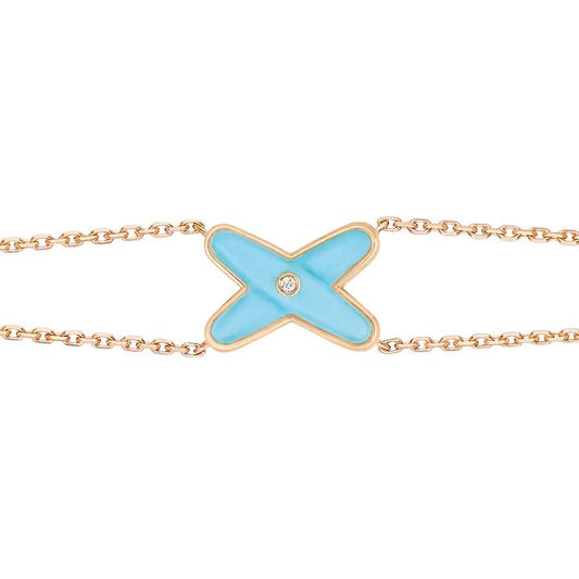 [⭐Veyra]JEUX BRACELET TURQUOISE PINK GOLD 1 DIAMOND