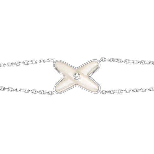 [⭐Veyra]JEUX BRACELET WHITE MOP SILVER 1 DIAMOND