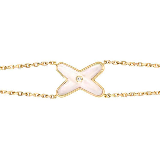 [⭐Veyra]JEUX BRACELET WHITE MOP GOLD 1 DIAMOND