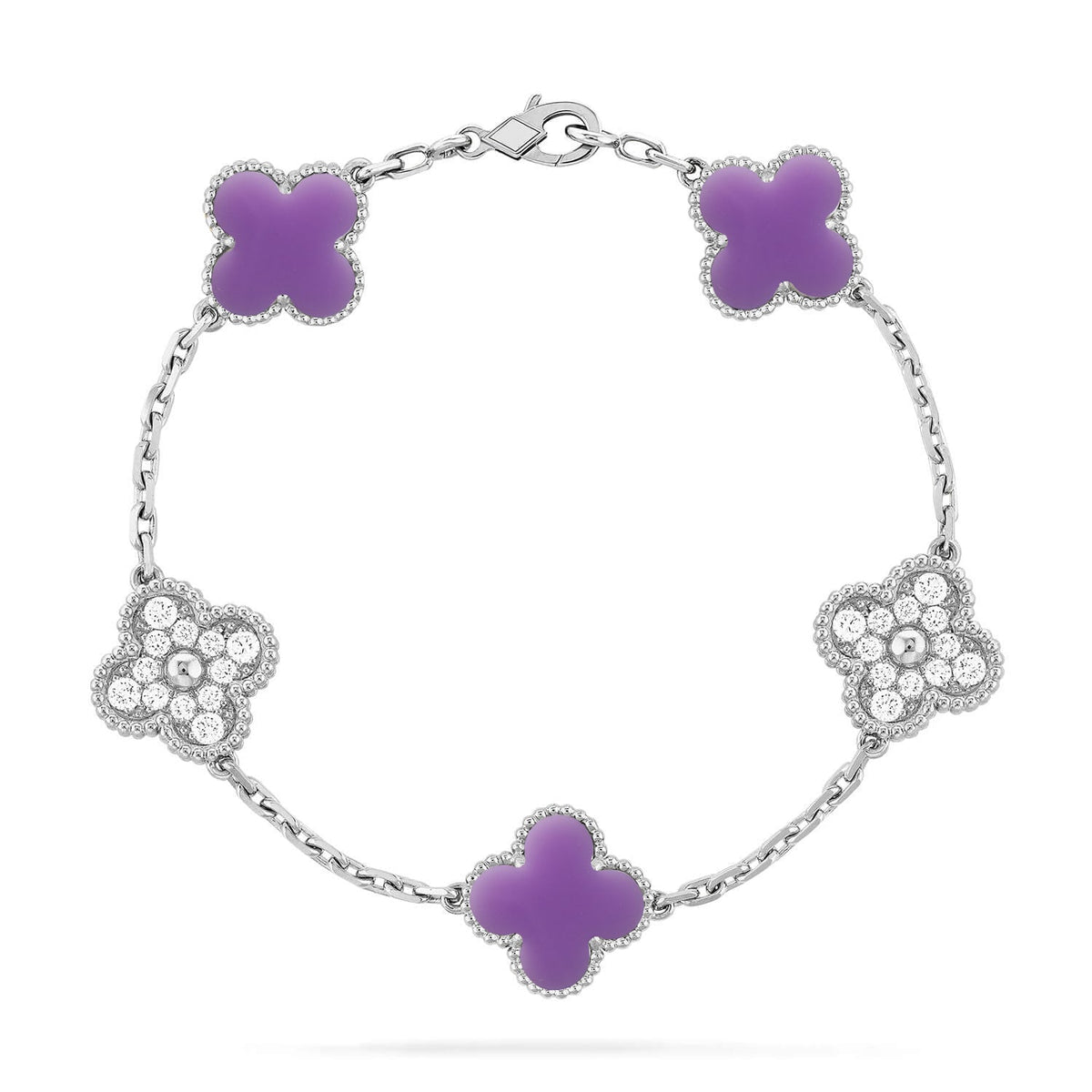 [⭐Veyra]CLOVER 5 MOTIF LIGHT PURPLE BRACELET COLLECTION