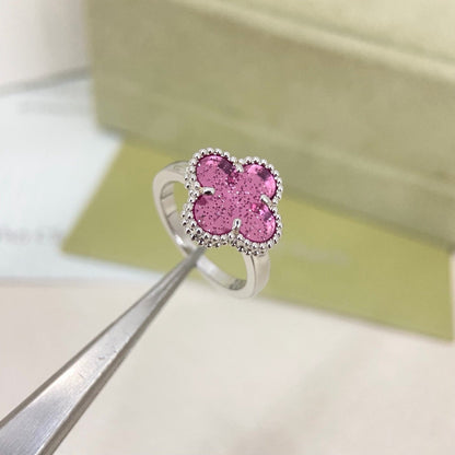 [⭐Veyra]NEW ROSE QUARTZ FOUR-LEAF CLOVER RING