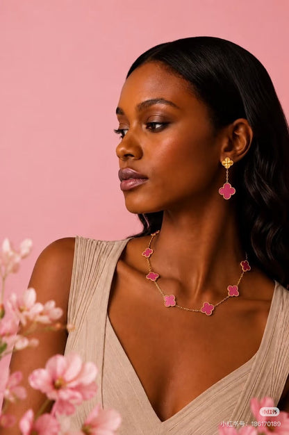 [⭐Veyra]2026 NEW CLOVER 2 MOTIF  BUBBLE PINK ENAMEL