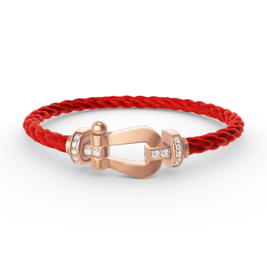 [⭐Veyra]FORCE LARGE HORSESHOE HALF DIAMOND BRACELET ROSE GOLD