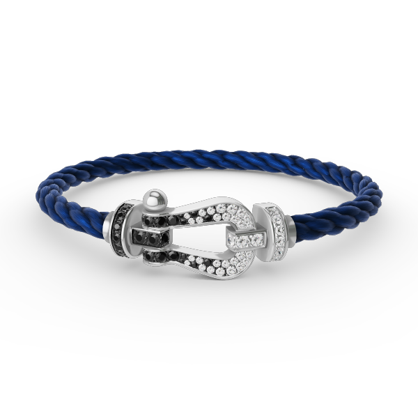 [⭐Veyra]FORCE LARGE HORSESHOE BLACK WHITE DIAMOND BRACELET SILVER