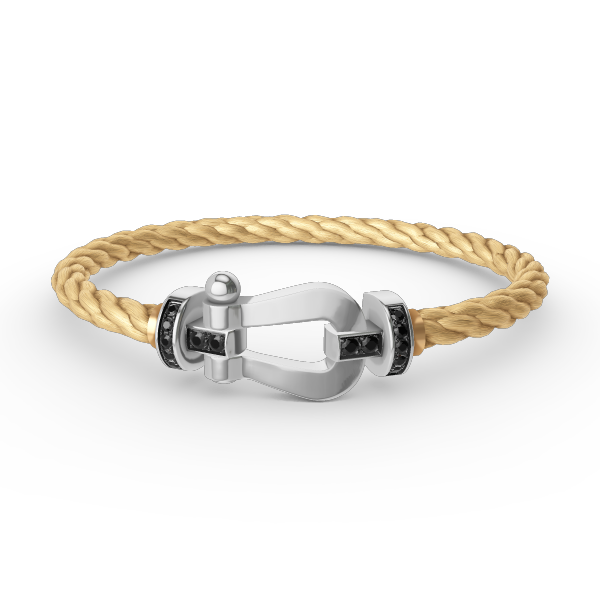 [⭐Veyra]FORCE LARGE HORSESHOE BLACK DIAMOND BRACELET SILVER