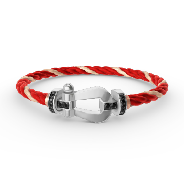 [⭐Veyra]FORCE LARGE HORSESHOE BLACK DIAMOND BRACELET SILVER