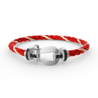 [⭐Veyra]FORCE LARGE HORSESHOE BLACK DIAMOND BRACELET SILVER