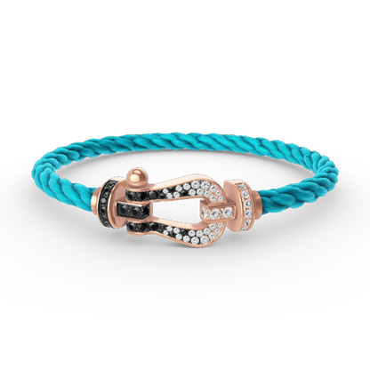 [⭐Veyra]FORCE LARGE HORSESHOE BLACK WHITE DIAMOND BRACELET ROSE GOLD