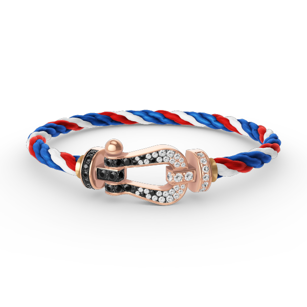 [⭐Veyra]FORCE LARGE HORSESHOE BLACK WHITE DIAMOND BRACELET ROSE GOLD