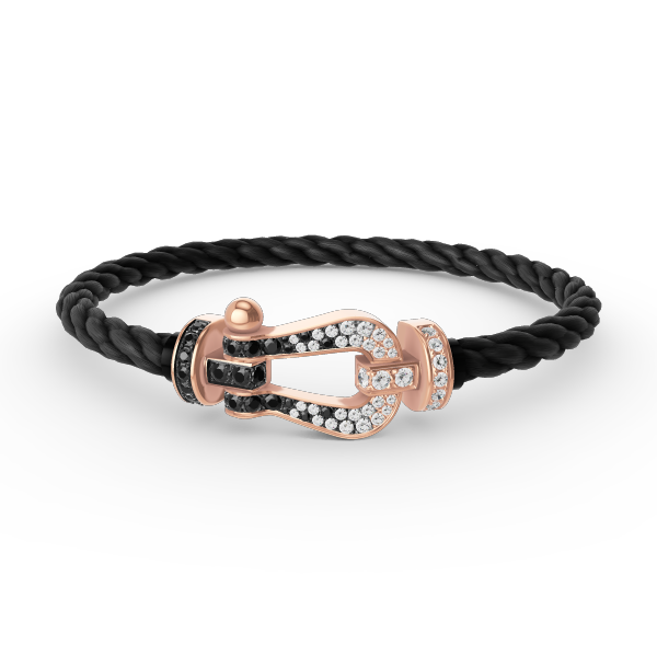 [⭐Veyra]FORCE LARGE HORSESHOE BLACK WHITE DIAMOND BRACELET ROSE GOLD