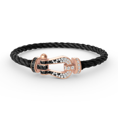 [⭐Veyra]FORCE LARGE HORSESHOE BLACK WHITE DIAMOND BRACELET ROSE GOLD