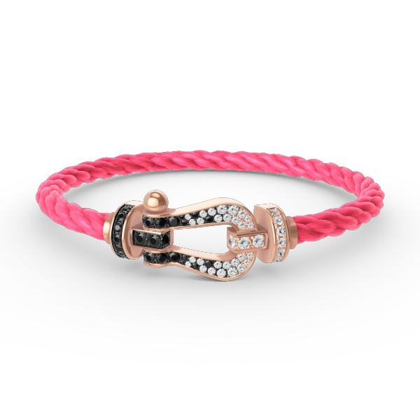 [⭐Veyra]FORCE LARGE HORSESHOE BLACK WHITE DIAMOND BRACELET ROSE GOLD