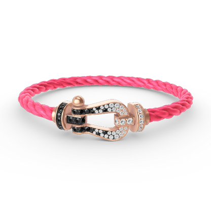 [⭐Veyra]FORCE LARGE HORSESHOE BLACK WHITE DIAMOND BRACELET ROSE GOLD