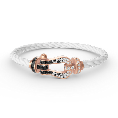 [⭐Veyra]FORCE LARGE HORSESHOE BLACK WHITE DIAMOND BRACELET ROSE GOLD