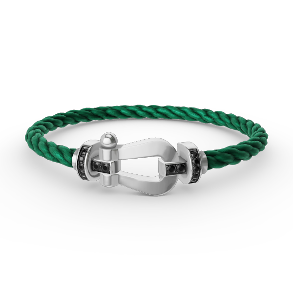 [⭐Veyra]FORCE LARGE HORSESHOE BLACK DIAMOND BRACELET SILVER