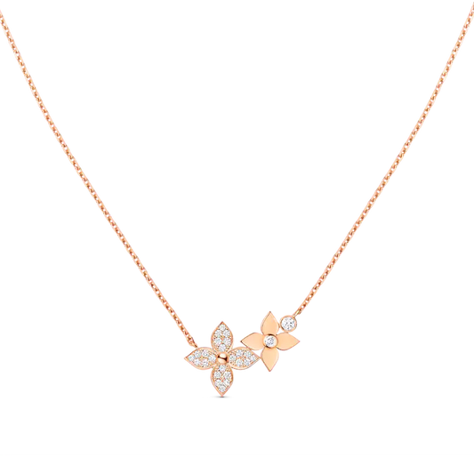 [⭐Veyra]STAR BLOSSOM NECKLACE PINK GOLD DIAMONDS