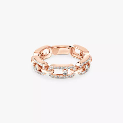 [⭐Veyra]Move Link Pave_-Set Diamond Ring in Gold