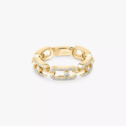 [⭐Veyra]Move Link Pave_-Set Diamond Ring in Gold