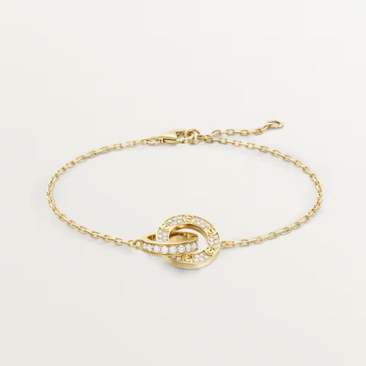 [⭐Veyra]LOVE DOUBLE RING FULL DIAMOND BRACELET
