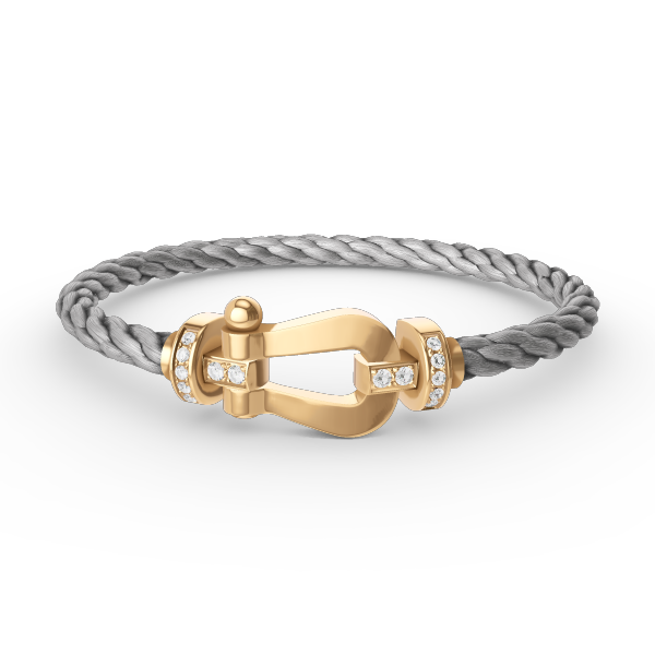 [⭐Veyra]FORCE LARGE HORSESHOE HALF DIAMOND BRACELET GOLD