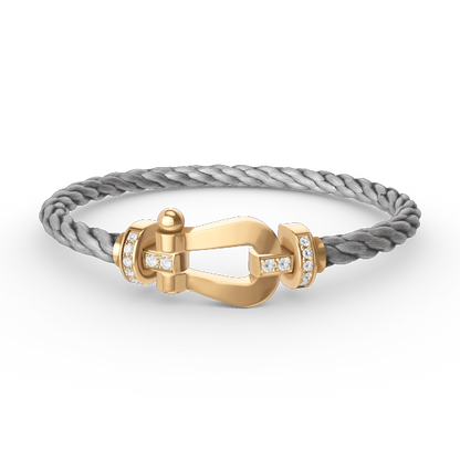 [⭐Veyra]FORCE LARGE HORSESHOE HALF DIAMOND BRACELET GOLD
