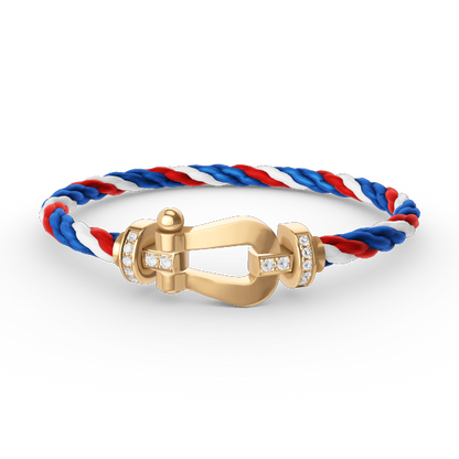 [⭐Veyra]FORCE LARGE HORSESHOE HALF DIAMOND BRACELET GOLD