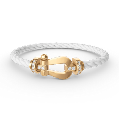 [⭐Veyra]FORCE LARGE HORSESHOE HALF DIAMOND BRACELET GOLD