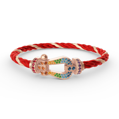 [⭐Veyra]FORCE LARGE HORSESHOE  COLORED DIAMOND BRACELET ROSE GOLD