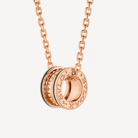 [⭐Veyra]ZERO 1 ROCK PEDANT PINK GOLD BLACK NECKLACE