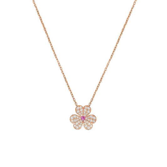 [⭐Veyra]FRIVOLE ROSE GOLD FLOWER DIAMOND NECKLACE