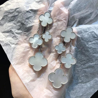 [⭐Veyra]CLOVER EARRINGS WHITE MOP 4 MOTIFS SILVER