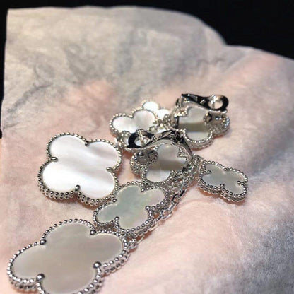 [⭐Veyra]CLOVER EARRINGS WHITE MOP 4 MOTIFS SILVER