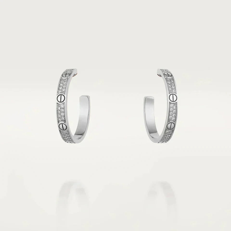 [⭐Veyra]LOVE DIAMOND SILVER HOOP EARRINGS